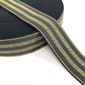 Elastic 4 cm LUREX GOLD dark grey