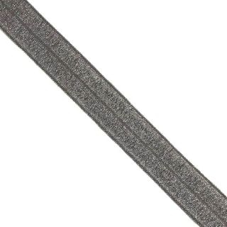 Bias binding elastic glitter 20 mm anthracite