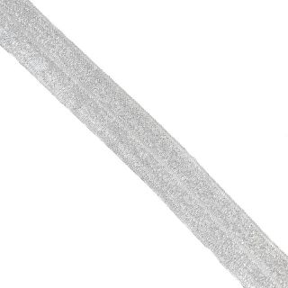 Bias binding elastic glitter 20 mm white