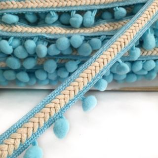 Pom pom Herringbone aqua