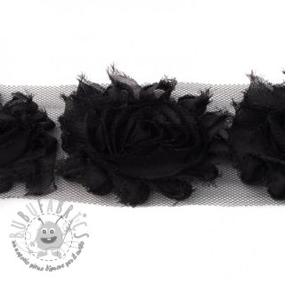 Passamaneria su tulle Rose black