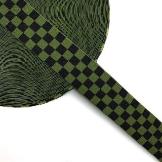 Elastic 4 cm Chequered jacquard army