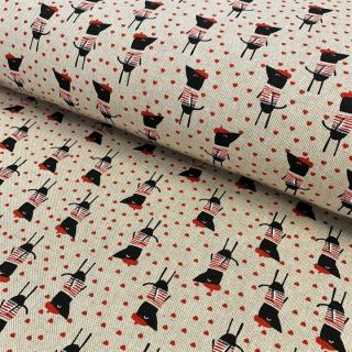 Decoration fabric Linenlook Dogs Love