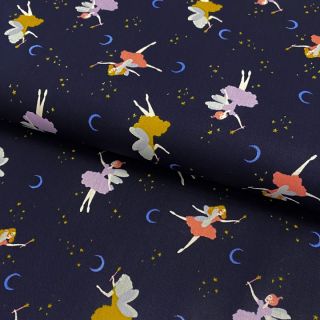 Cotton fabric GOTS Magical night navy