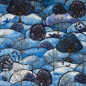 Tessuto decorativo Forest hill winter digital print