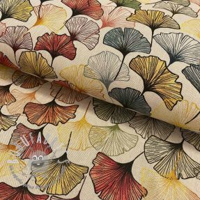 Tessuto decorativo premium Linenlook Elegant ginko digital print