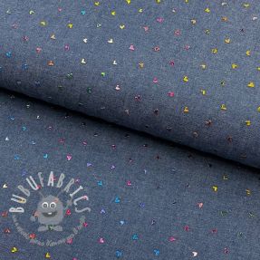 Tessuto di cotone JEANS FOIL Hearts multicoluor