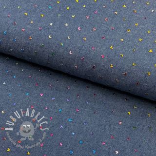 Tessuto di cotone JEANS FOIL Hearts multicoluor