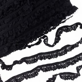 Elastic cotton lace black