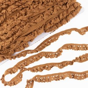 Elastic cotton lace cognac