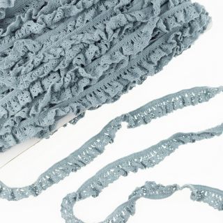 Elastic cotton lace cloud blue