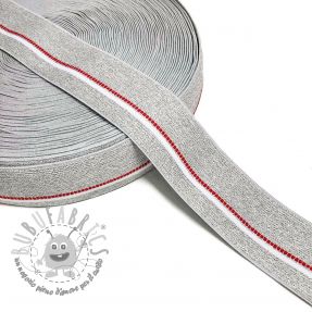 Elastico liscio 4 cm RED STRIPE light grey