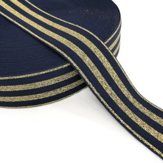 Elastic 4 cm LUREX GOLD dark blue