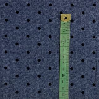 Cotton fabric JEANS Flock dot dark blue