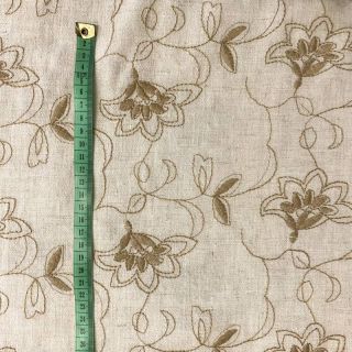 Linen viscose Embroidery Leaves natural