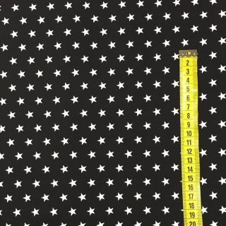 Cotton fabric Petit stars white/black