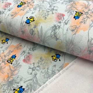 Sweat fabric MINIONS Flowers grey digital print