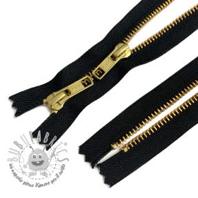 Cerniera metallica non divisibile con doppio cursore 56 cm black/gold