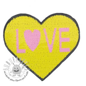 Paillettes reversibili Heart love yellow