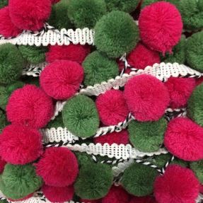 Pom Pom BIG fuchsia/green