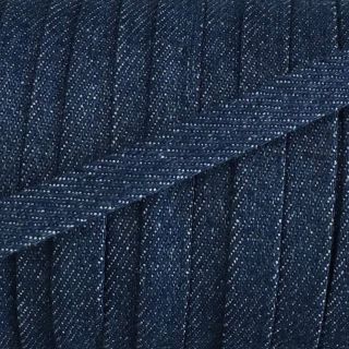 Cotton cord flat 10 mm Denim petrol