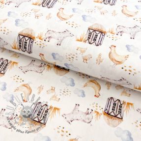 Tessuto di cotone Snoozy fabrics Farm style Piggy digital print