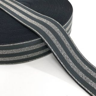 Elastic 4 cm LUREX SILVER dark grey