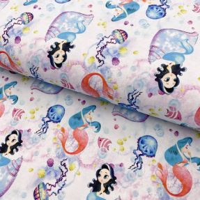 Jersey Snoozy fabrics Mermaids pink digital print