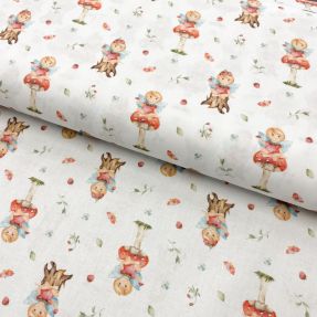 Cotton fabric Sweet elf white digital print