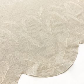 Linen viscose natural Leaves border