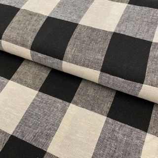 Linen viscose YARN DYED CHECK black