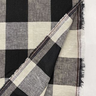 Linen viscose YARN DYED CHECK black