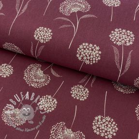 Tessuto decorativo Linenlook Elegant dandelion bordeaux