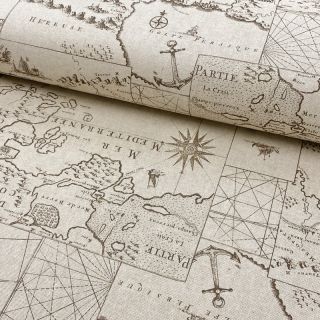 Decoration fabric Linenlook Map mediterranean sea