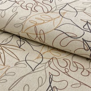 Decoration fabric Linenlook Leaf line art