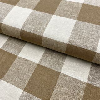 Linen viscose YARN DYED CHECK light brown