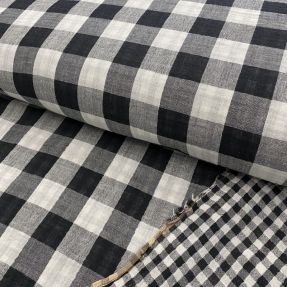 Double gauze/muslin Double sided CHECKS MINI black