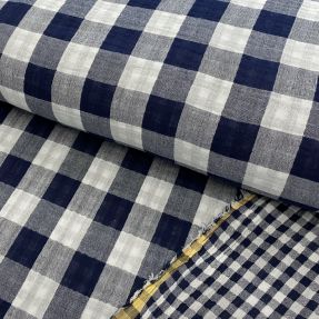 Double gauze/muslin Double sided CHECKS MINI navy