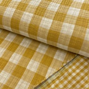 Double gauze/muslin Double sided CHECKS MINI ochre