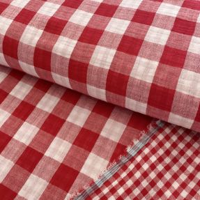 Double gauze/muslin Double sided CHECKS MINI red