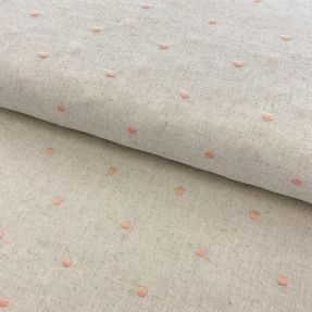 Linen viscose embroidery Dots rose