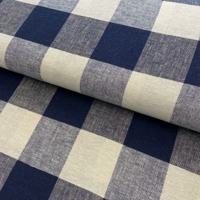 Linen viscose YARN DYED CHECK navy