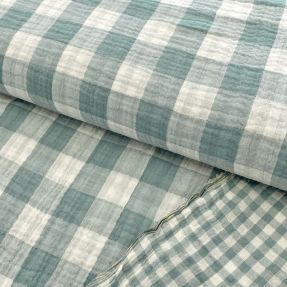 Double gauze/muslin Double sided CHECKS MINI green