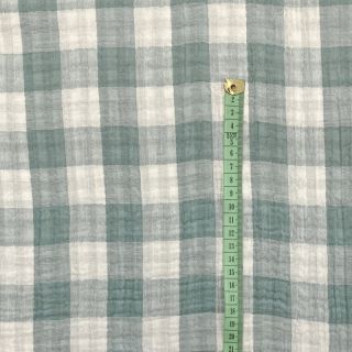 Double gauze/muslin Double sided CHECKS MINI green