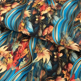 Jersey Wavy flowie blue digital print