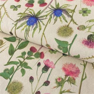 Decoration fabric Linenlook Scottish thistle field digital print