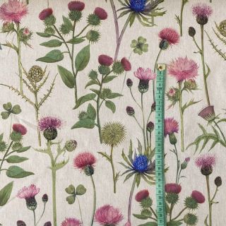 Decoration fabric Linenlook Scottish thistle field digital print