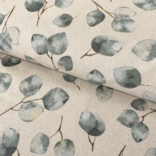 Decoration fabric Linenlook Eucalyptus watercolour branch