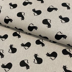 Decoration fabric Linenlook Cat cartoon funny