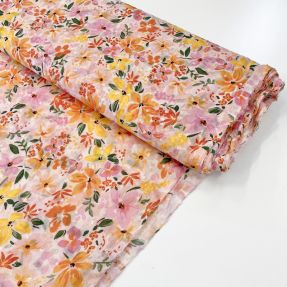 Viscose DOBBY Meadow flowers white digital print